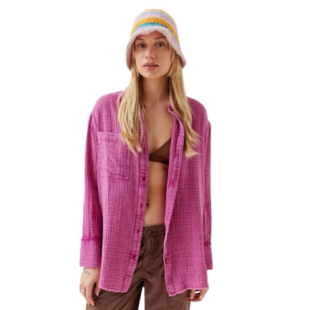 Urban Outfitters Vibrant Pink Button-Down Shirt